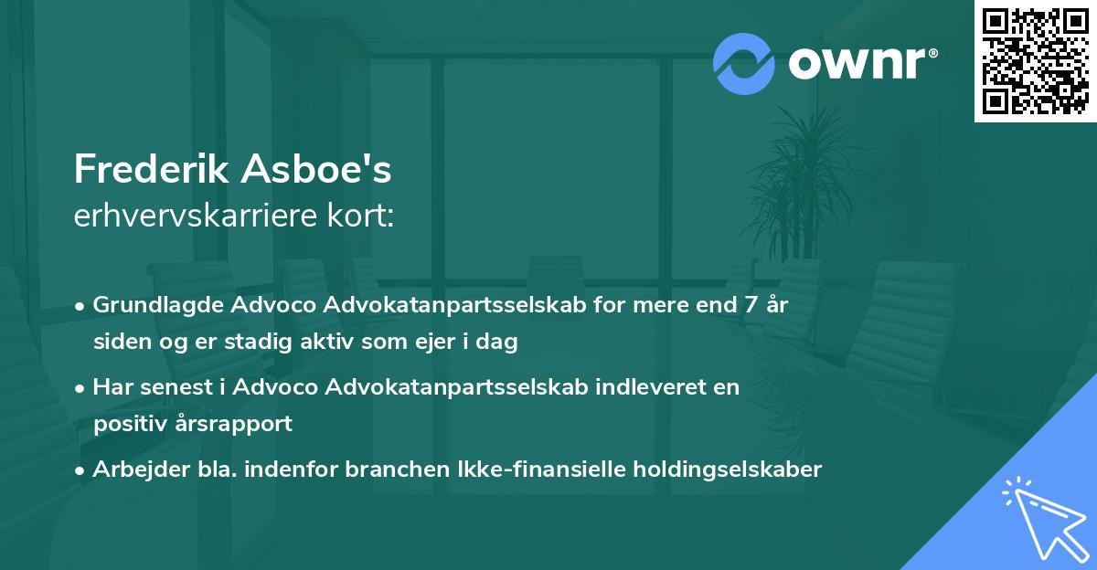 Frederik Asboe's erhvervskarriere kort