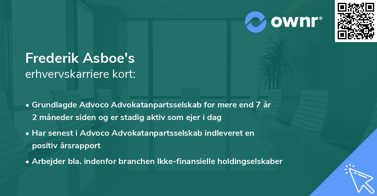 Frederik Asboe's erhvervskarriere kort
