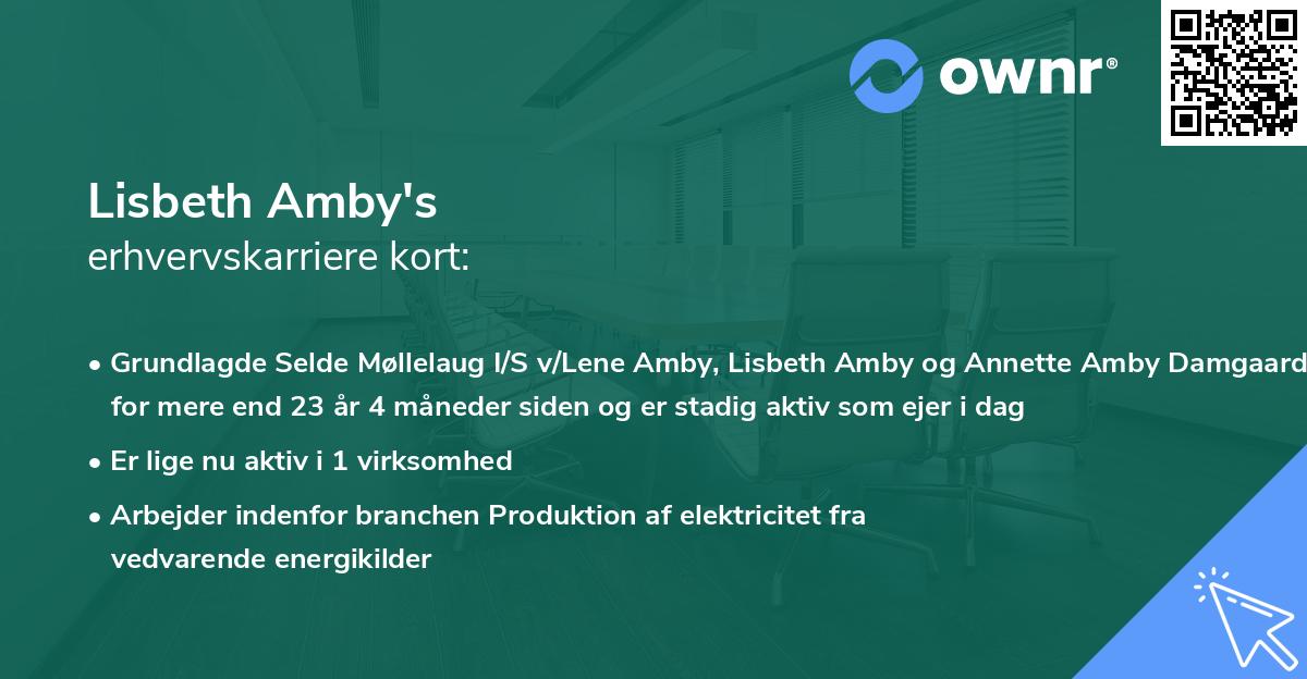 Lisbeth Amby's erhvervskarriere kort
