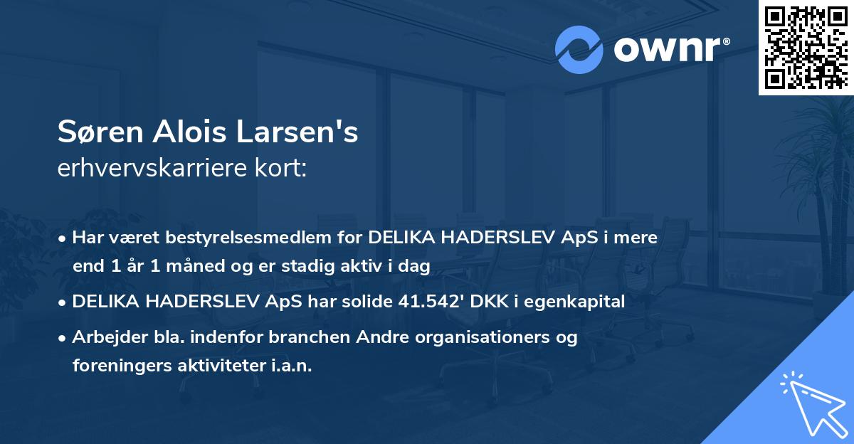 Søren Alois Larsen's erhvervskarriere kort