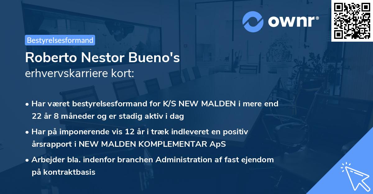 Roberto Nestor Bueno's erhvervskarriere kort