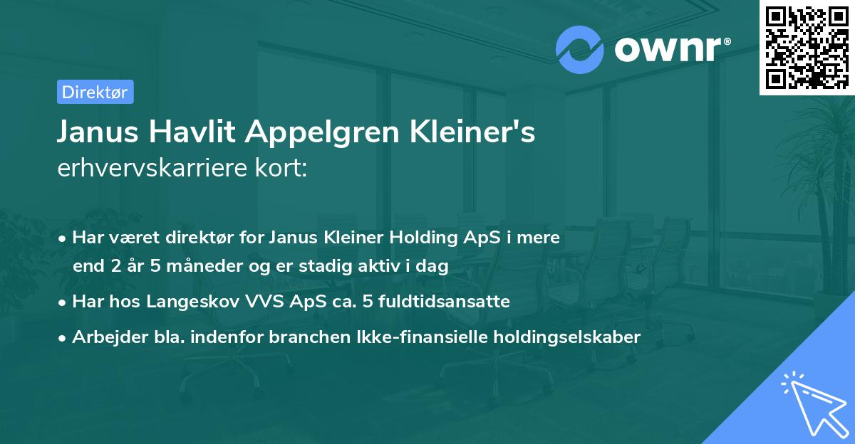 Janus Havlit Appelgren Kleiner's erhvervskarriere kort