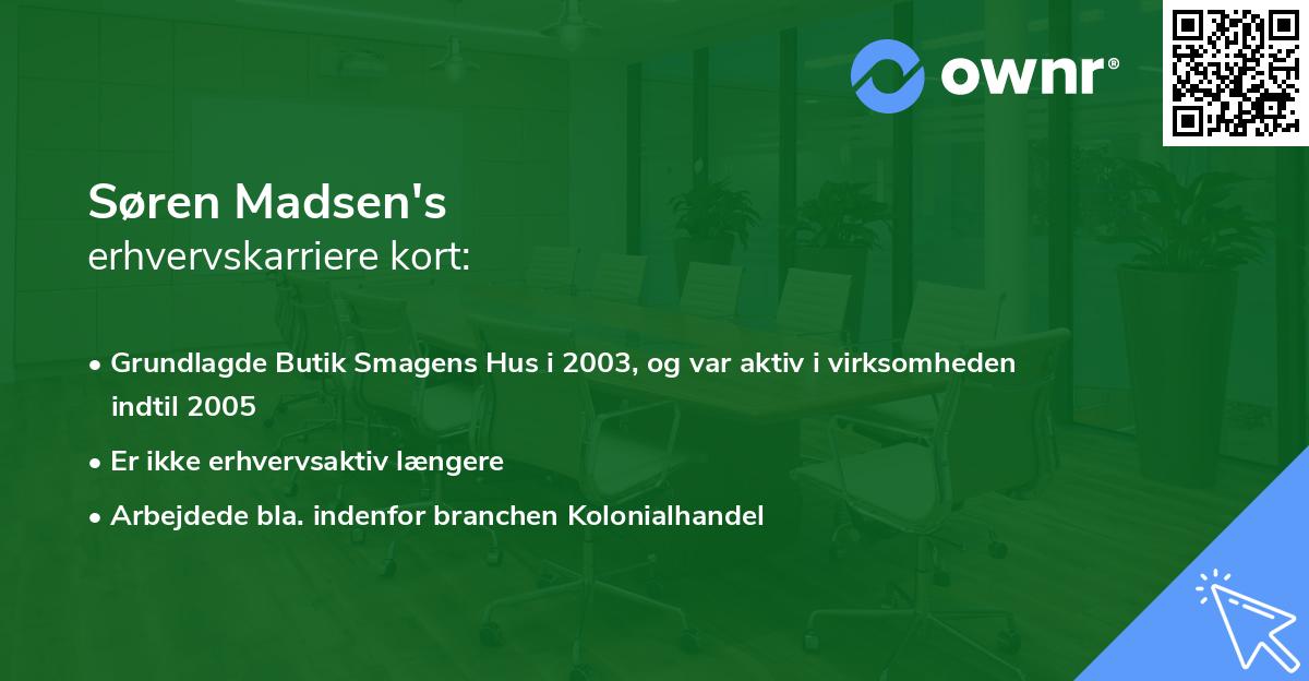 Søren Madsen's erhvervskarriere kort