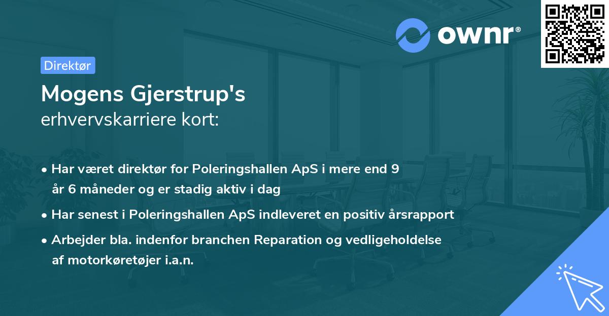Mogens Gjerstrup's erhvervskarriere kort