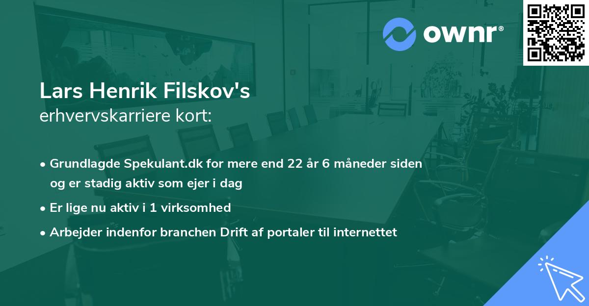 Lars Henrik Filskov's erhvervskarriere kort