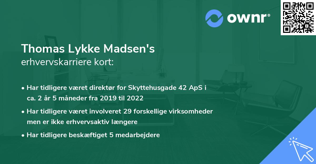 Thomas Lykke Madsen's erhvervskarriere kort