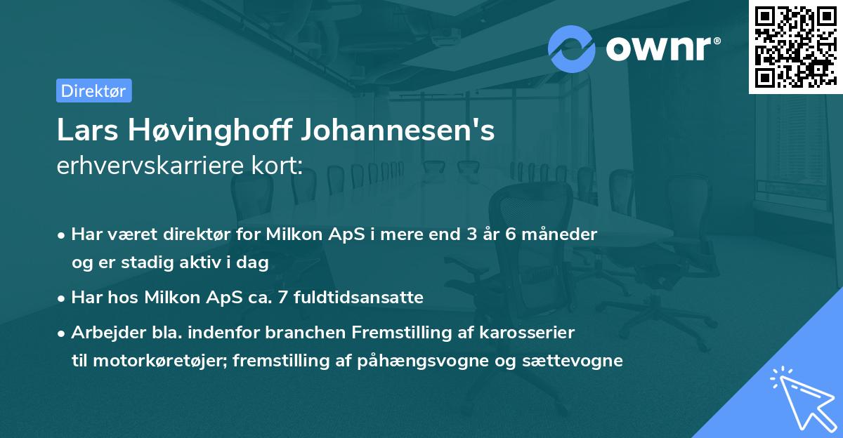 Lars Høvinghoff Johannesen's erhvervskarriere kort