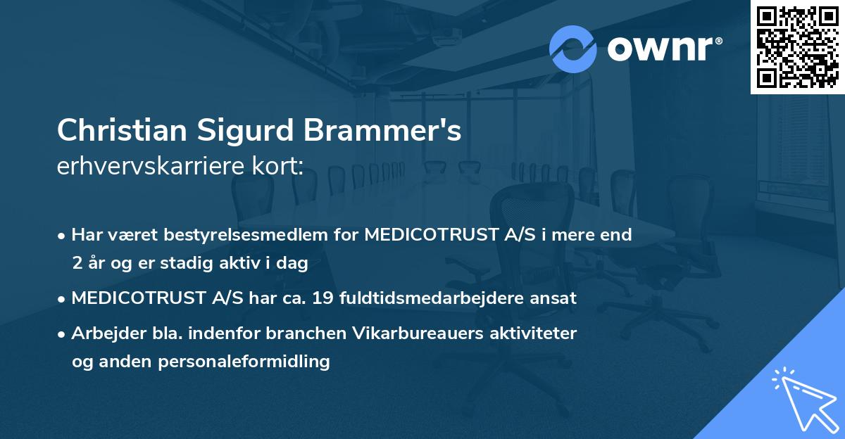 Christian Sigurd Brammer's erhvervskarriere kort