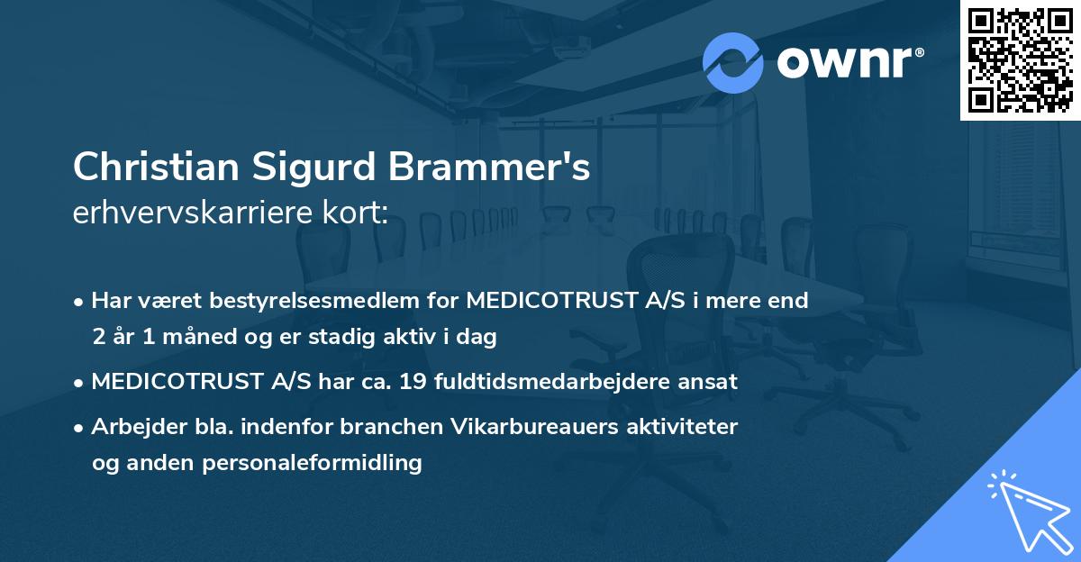 Christian Sigurd Brammer's erhvervskarriere kort