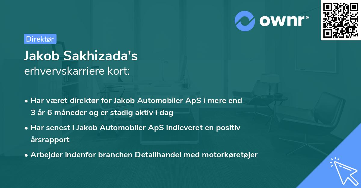 Jakob Sakhizada's erhvervskarriere kort