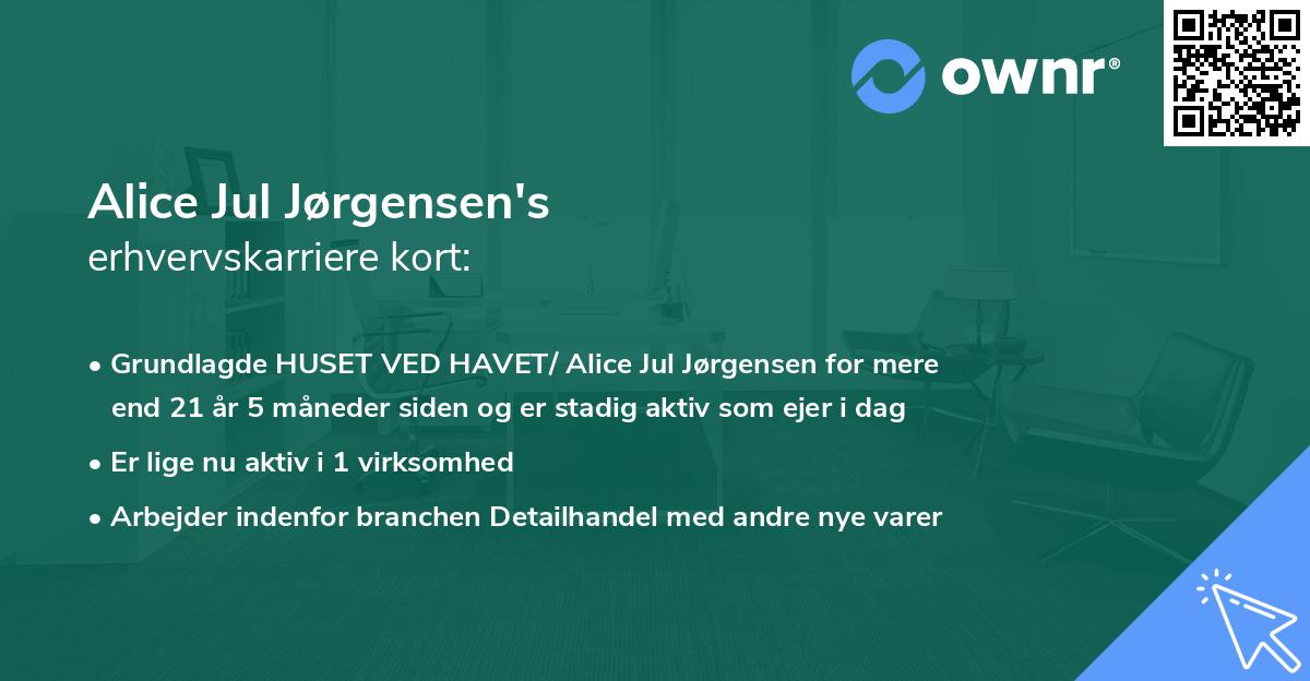 Alice Jul Jørgensen's erhvervskarriere kort