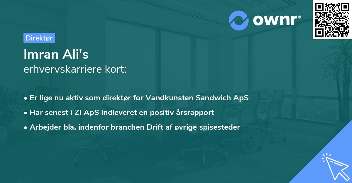 Imran Ali's erhvervskarriere kort