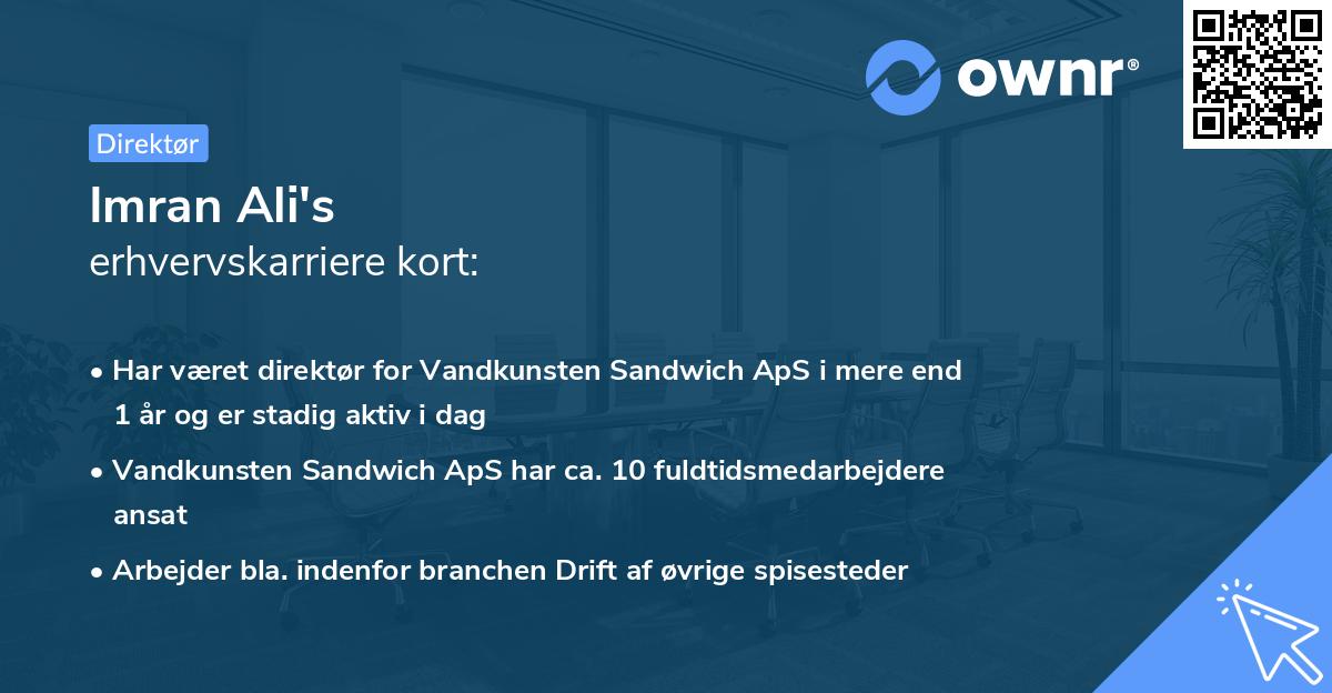 Imran Ali's erhvervskarriere kort