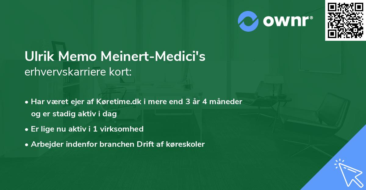 Ulrik Memo Meinert-Medici's erhvervskarriere kort