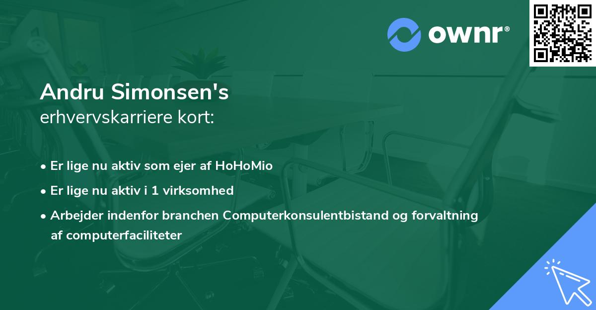 Andru Simonsen's erhvervskarriere kort