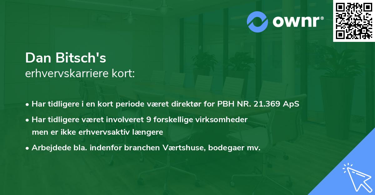 Dan Bitsch's erhvervskarriere kort