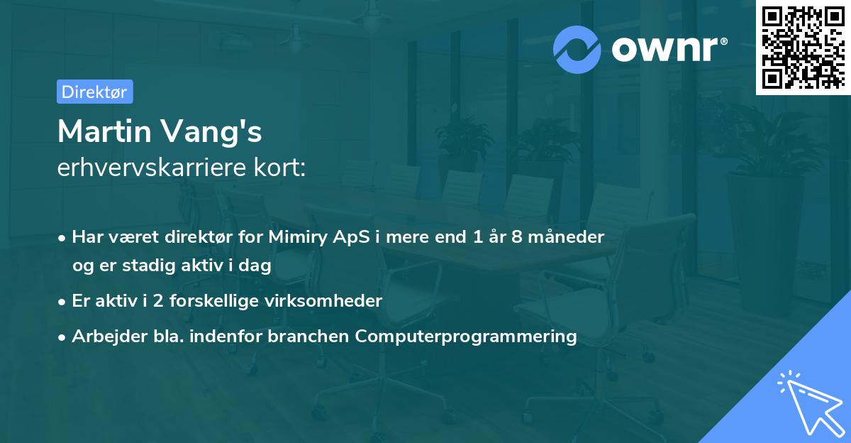 Martin Vang's erhvervskarriere kort