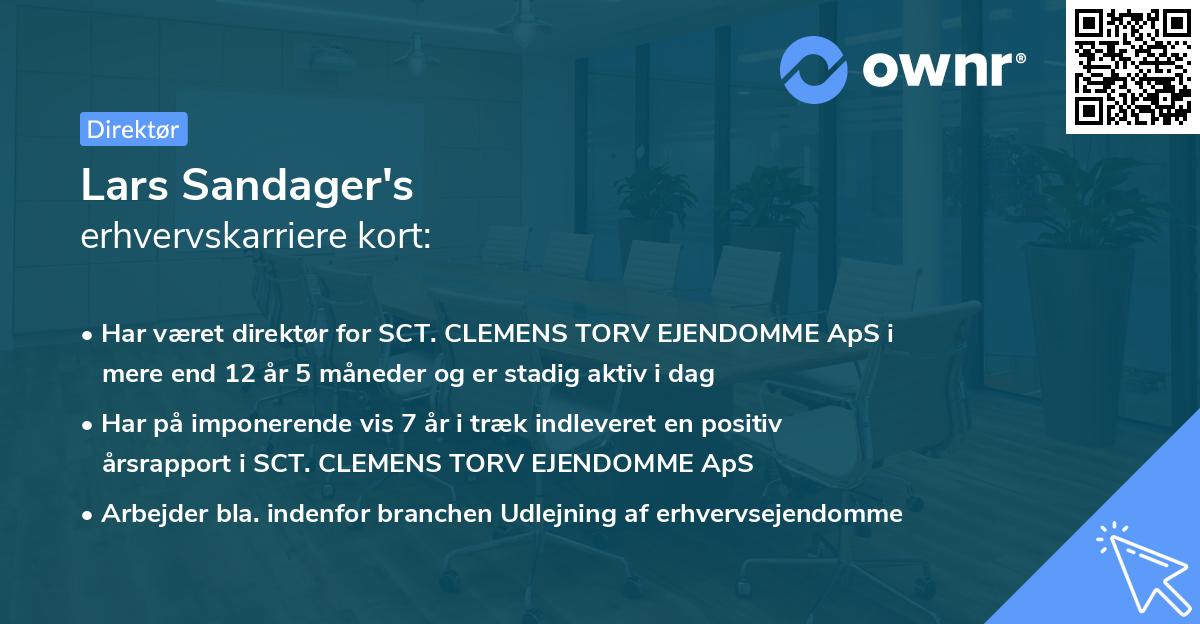 Lars Sandager's erhvervskarriere kort
