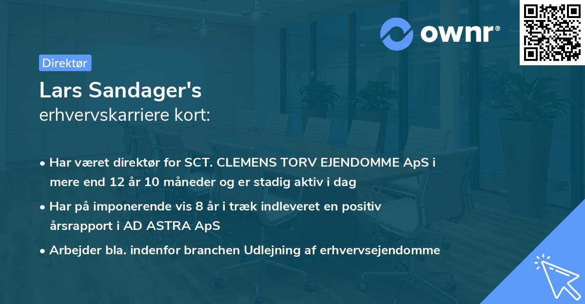 Lars Sandager's erhvervskarriere kort