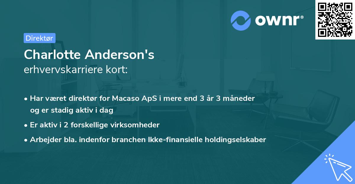 Charlotte Anderson's erhvervskarriere kort