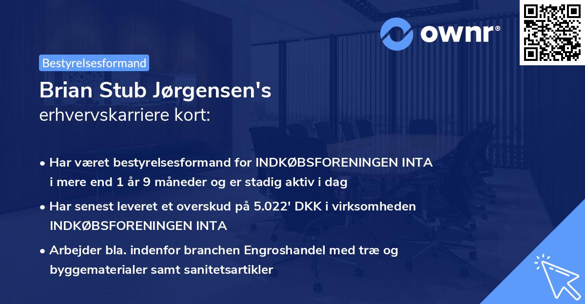 Brian Stub Jørgensen's erhvervskarriere kort