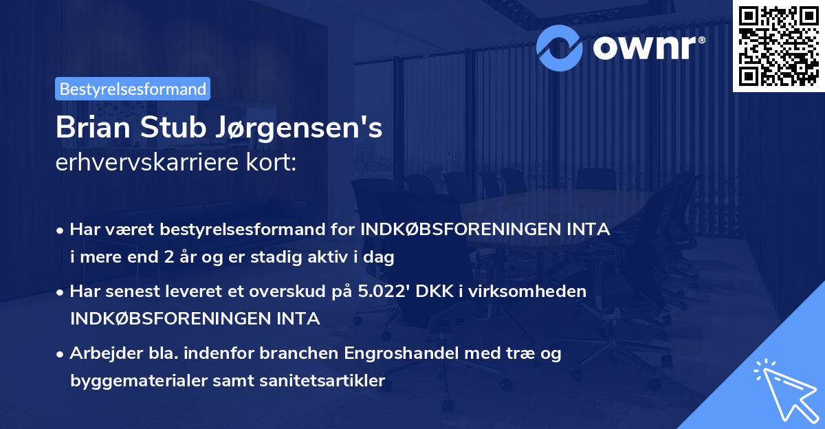 Brian Stub Jørgensen's erhvervskarriere kort