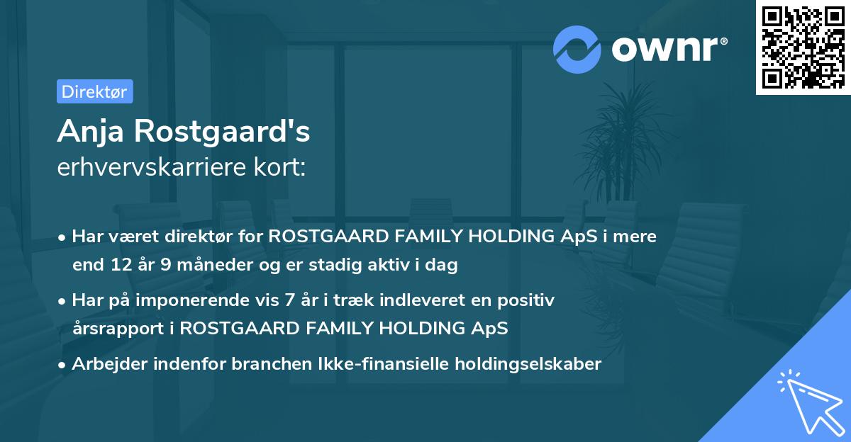 Anja Rostgaard's erhvervskarriere kort
