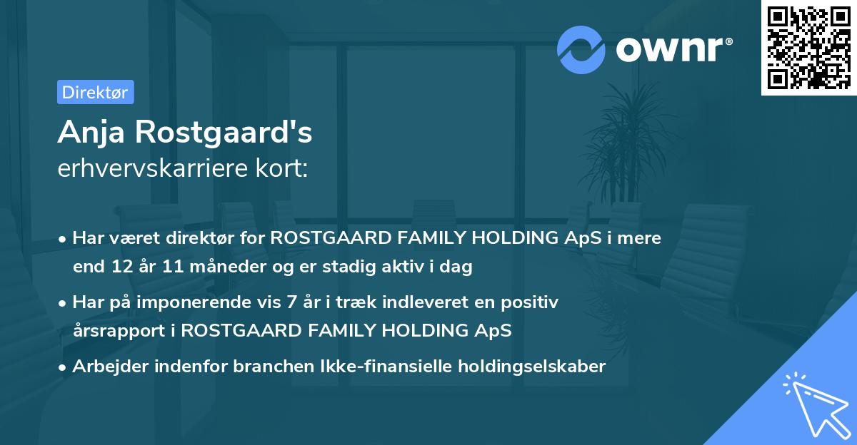 Anja Rostgaard's erhvervskarriere kort