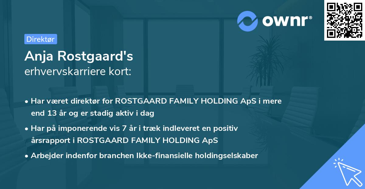 Anja Rostgaard's erhvervskarriere kort
