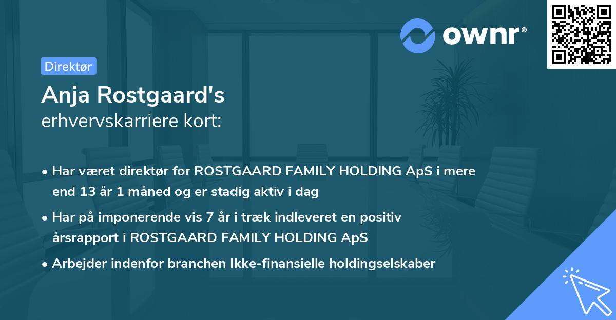 Anja Rostgaard's erhvervskarriere kort
