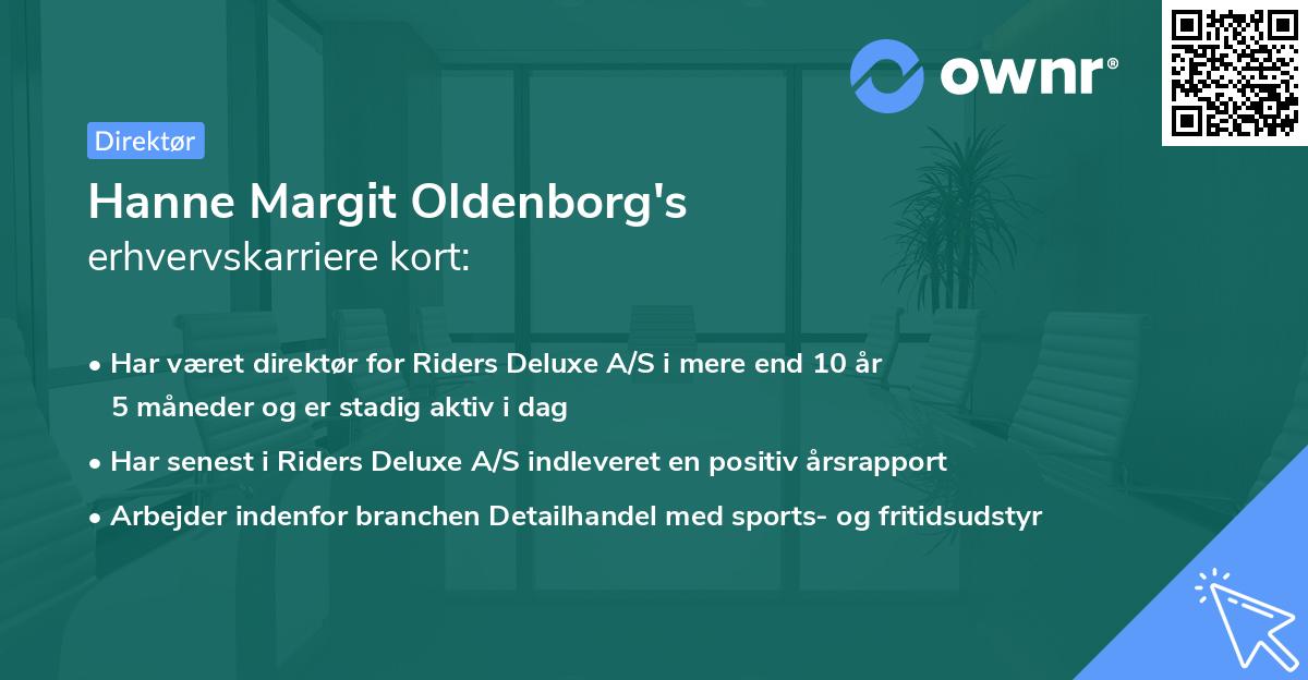 Hanne Margit Oldenborg's erhvervskarriere kort
