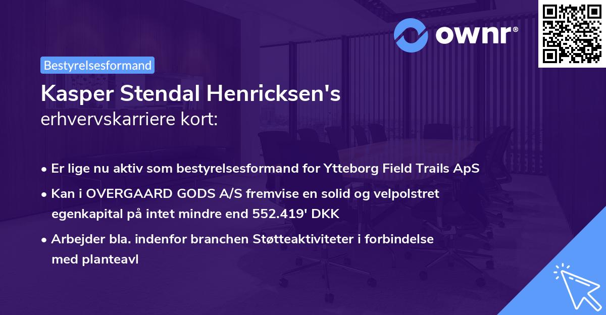 Kasper Stendal Henricksen's erhvervskarriere kort