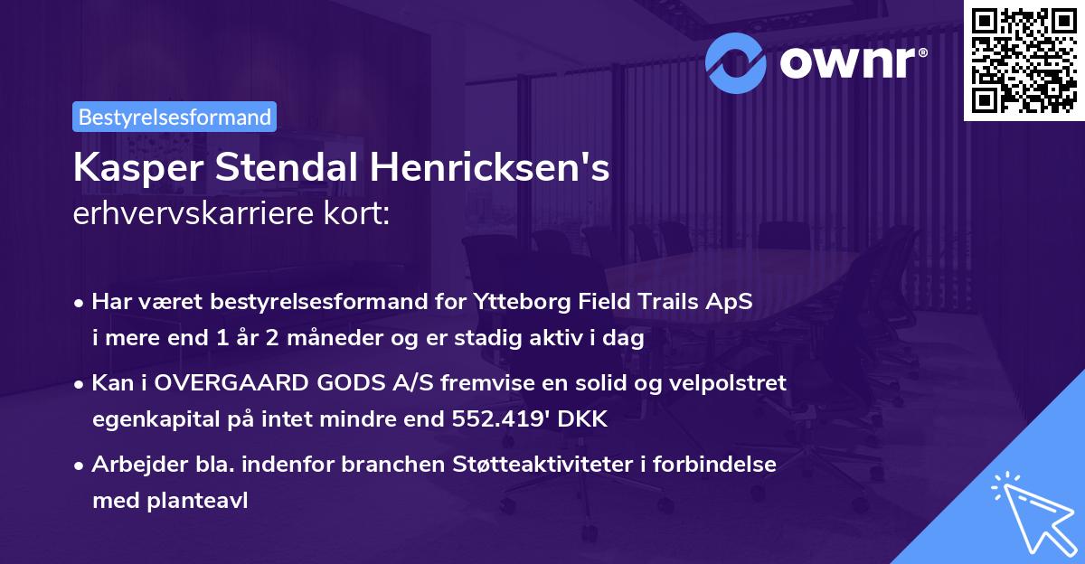 Kasper Stendal Henricksen's erhvervskarriere kort