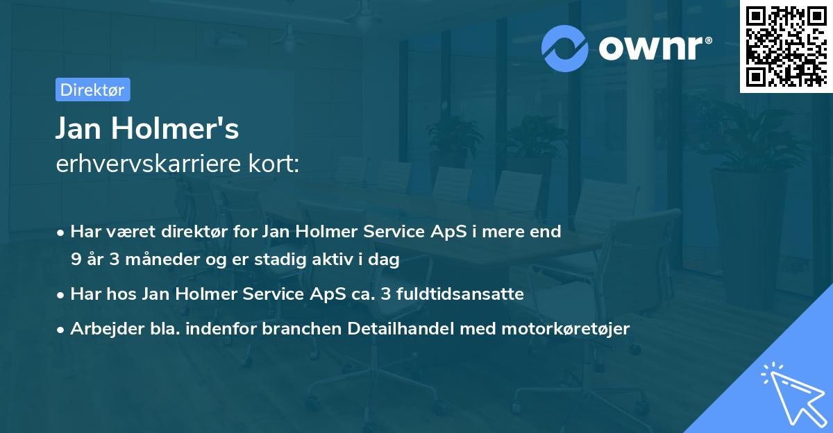 Jan Holmer's erhvervskarriere kort