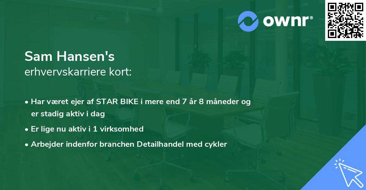 Sam Hansen's erhvervskarriere kort