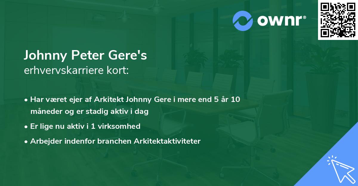 Johnny Peter Gere's erhvervskarriere kort
