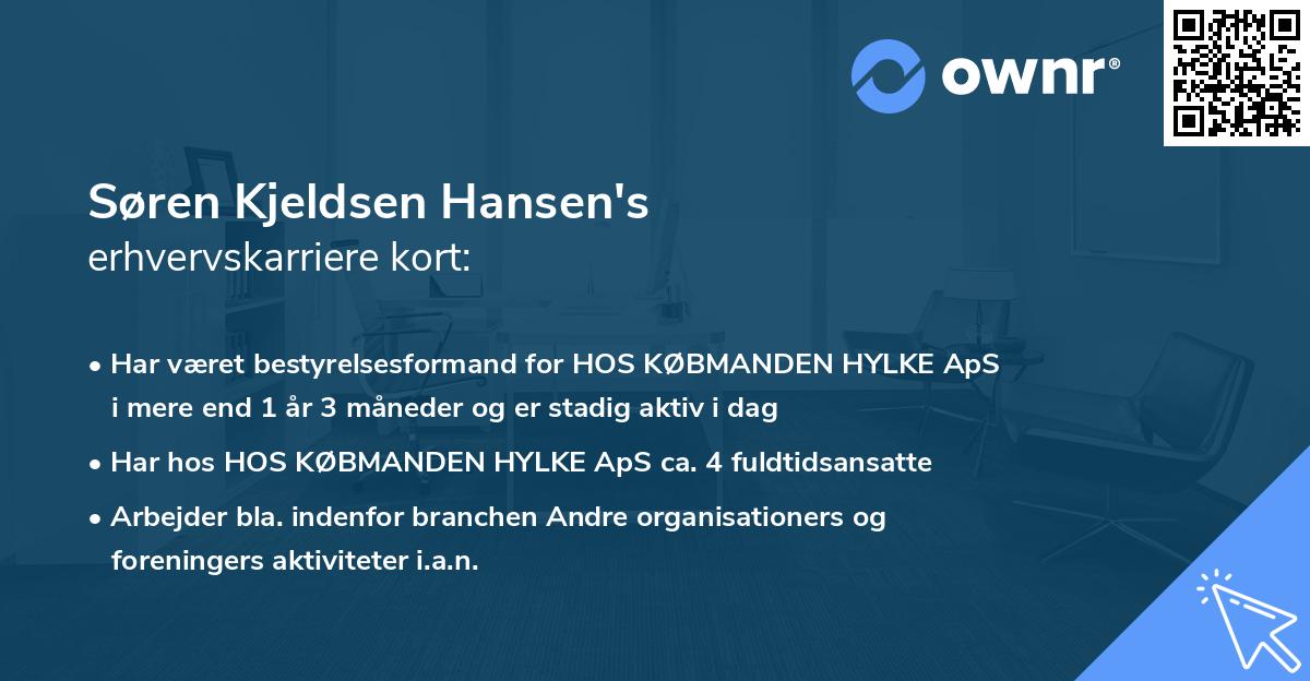 Søren Kjeldsen Hansen's erhvervskarriere kort