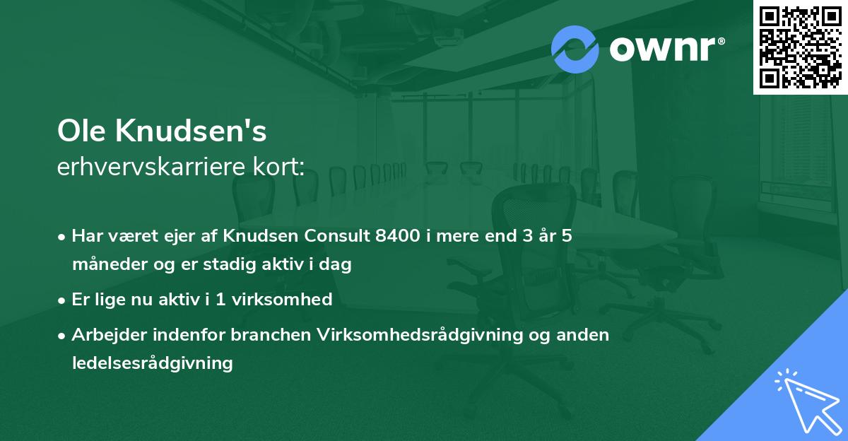 Ole Knudsen's erhvervskarriere kort