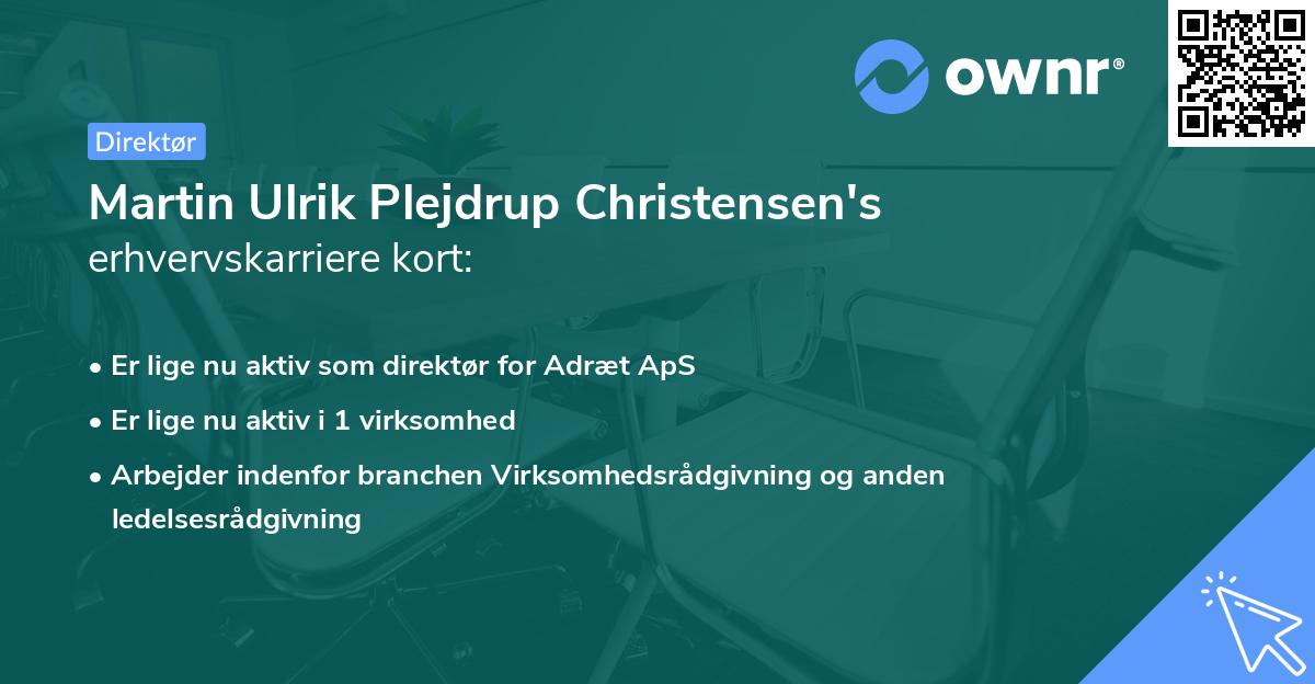 Martin Ulrik Plejdrup Christensen's erhvervskarriere kort