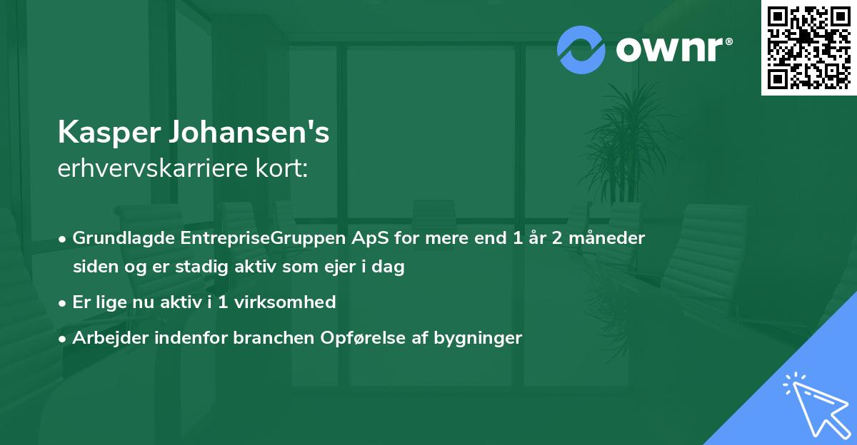 Kasper Johansen's erhvervskarriere kort