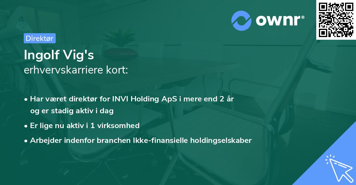 Ingolf Vig's erhvervskarriere kort