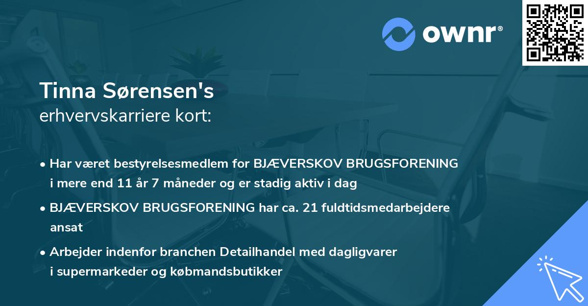 Tinna Sørensen's erhvervskarriere kort