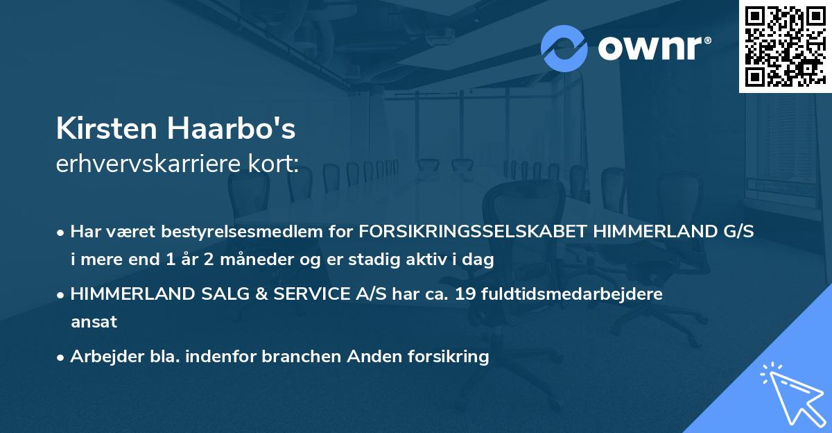 Kirsten Haarbo's erhvervskarriere kort