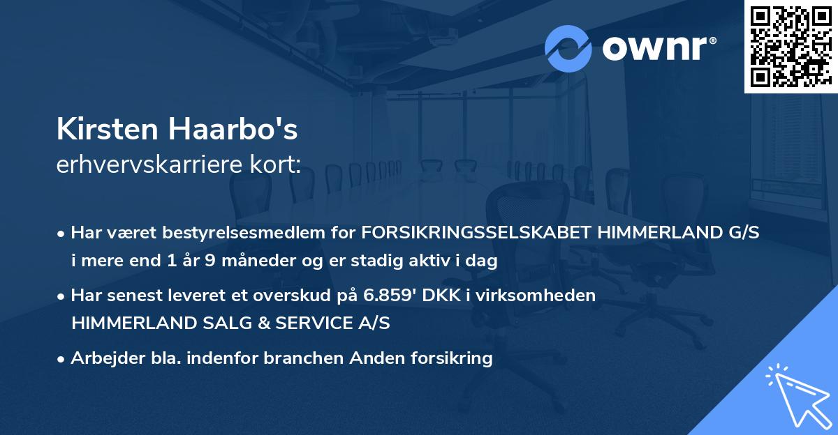 Kirsten Haarbo's erhvervskarriere kort