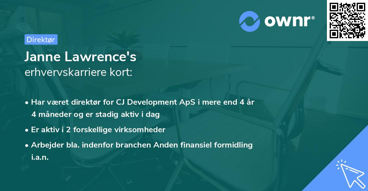 Janne Lawrence's erhvervskarriere kort