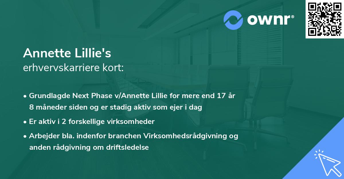 Annette Lillie's erhvervskarriere kort