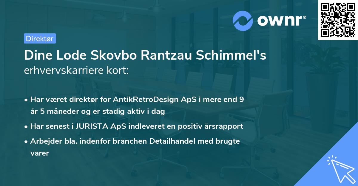 Dine Lode Skovbo Rantzau Schimmel's erhvervskarriere kort