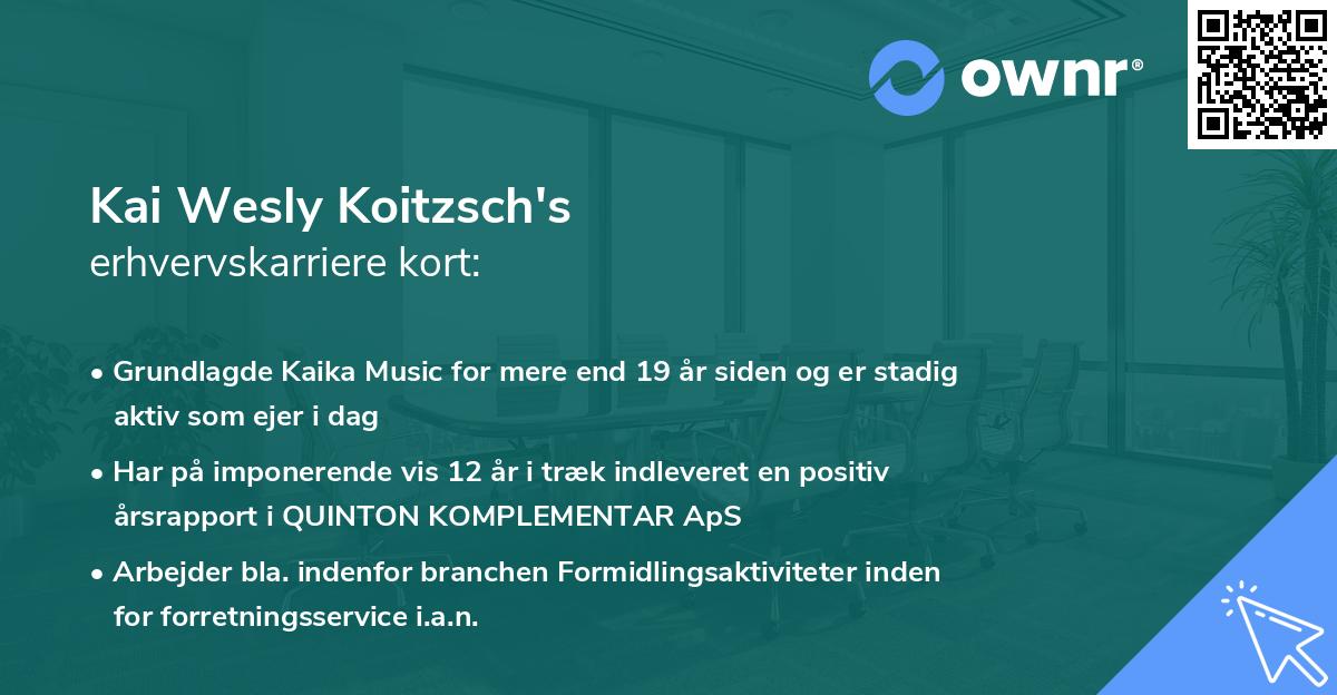 Kai Wesly Koitzsch's erhvervskarriere kort