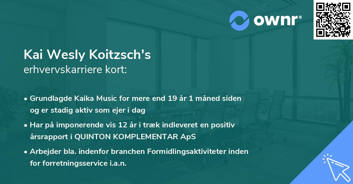 Kai Wesly Koitzsch's erhvervskarriere kort