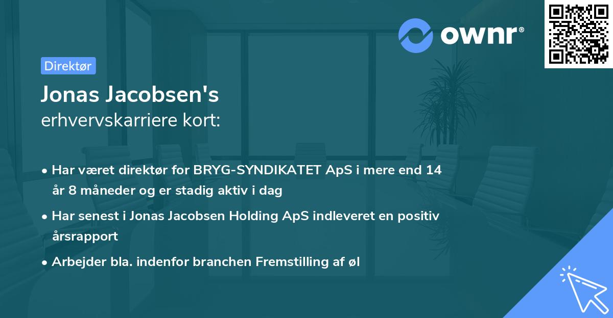 Jonas Jacobsen's erhvervskarriere kort